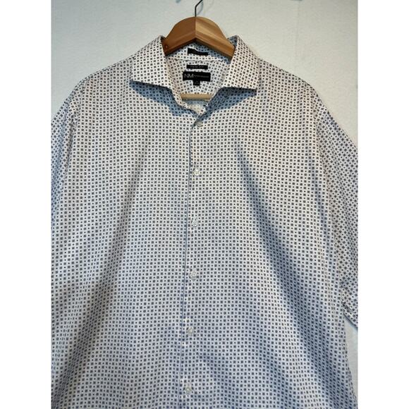 Neiman Marcus Mens Large Blue White Trim Fit Button Up Shirt 17 34/35 - Picture 8 of 11